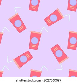 Straw cup pattern. Vector illustration in a flat style