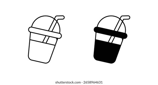 Icono de conjunto de taza de paja con fondo blanco Vector Ilustración de stock