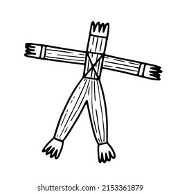 Muñeca de paja al estilo doodle. Ilustración aislada del vector.