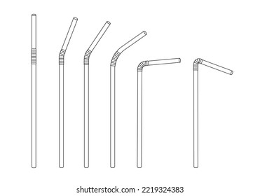 Straw drink beverage collection vector set