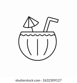 straw drink cocktail coconut icon sign vector
