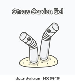 Straw garden eel cartoon, plastic awareness (divide element in each layer)