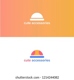 Straw hat accessories logo with simple coloring style in vector isolated