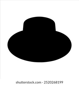 straw hat Black silhouette vector illustration on white background