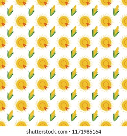 Straw Hat and Corn Seamless Pattern - Straw hats and corn pattern for Festa Junina in Brazil
