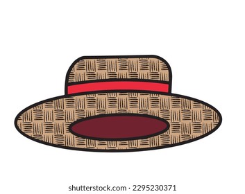 Straw hat design. Vector illustration isolated on white background.