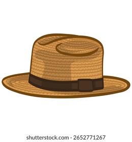 Straw Hat Farmer Cap Summer Cartoon Illustration Vector Drawing