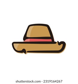 Straw hat - Festa Junina icon (Hand-drawn line, colored version)