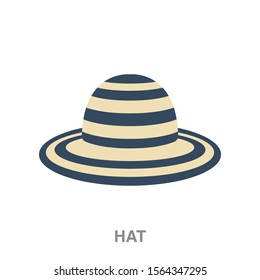Straw hat flat icon on white transparent background. You can be used straw hat icon for several purposes.