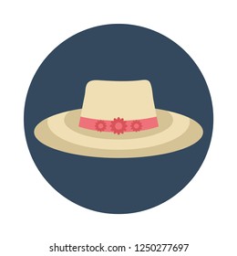 Straw hat flat icon. You can be used straw hat icon for several purposes like: websites, UI, UX, presentation templates, promotional materials, info-graphics, web and mobile phone apps.