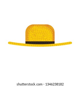 Straw hat for gardener and farmer. Cap icon isolated on white background. Vector illustration in flat design.