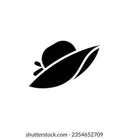 Straw Hat Glyph Icon - Summer Season Icon Vector Illustration