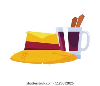 straw hat hot drink with cinnamon