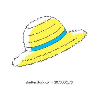 Straw hat icon illustration main line Simple and cute illustration icon of summer image