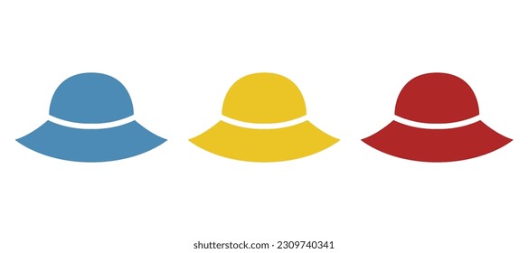 straw hat icon, on a white background, vector illustration