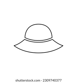 straw hat icon, on a white background, vector illustration