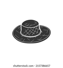 Straw Hat Icon Silhouette Illustration. Farmer Vector Graphic Pictogram Symbol Clip Art. Doodle Sketch Black Sign.