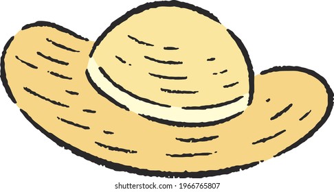 Straw hat icon. summer. Hand drawn.