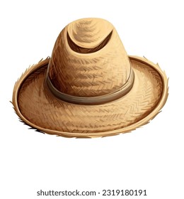 straw hat illustration on a white canvas