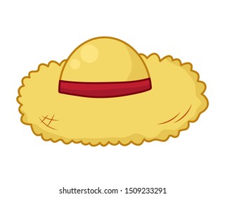 straw hat isolated illustration on white background