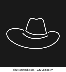 Straw Hat line icon. Hat icon. Black background. Eps 10.