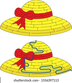 Straw hat maze for kids with a solution