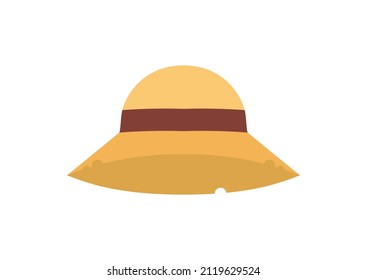 Straw hat on flat style icon design isolated on white background