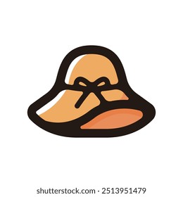 Straw hat outline icon for graphic design, apps and websites