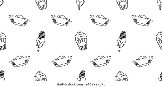 Straw hat pattern design black white