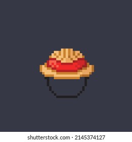 straw hat in pixel style