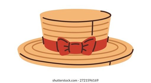 Straw hat with red ribbon