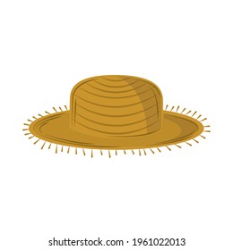 straw hat rustic isolated icon