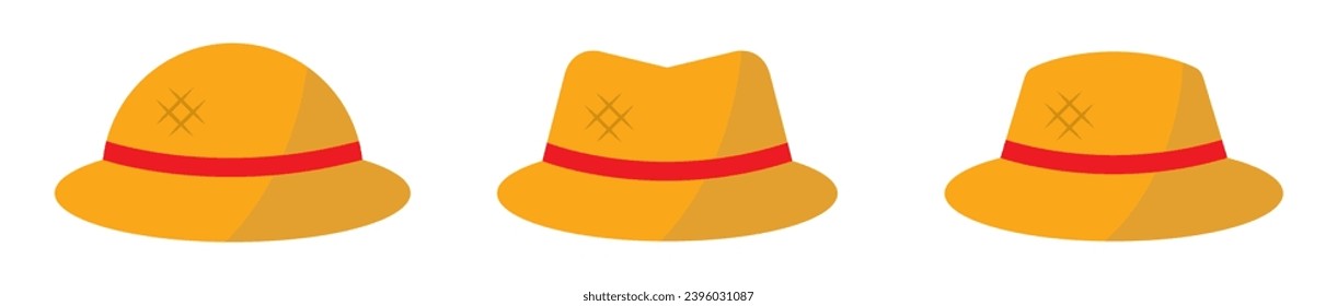 Straw hat set icon, vector illustration