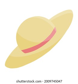 straw hat in spring color illustration