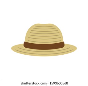 Straw hat ( summer vacation, farmer ) vector icon illustration 