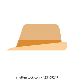 Straw hat. Trilby. Flat icon.