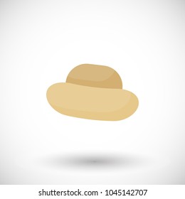 Straw hat vector icon, Flat design of sombrero, sun protection or traditional Fesya Junina object with round shadow, cute vector illustration with reflections
