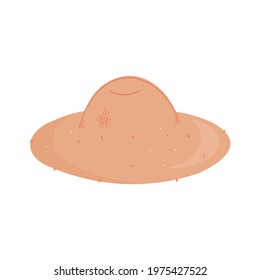 A straw hat. Vector image of a headdress on an isolated white background