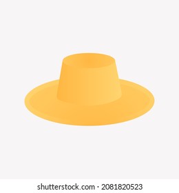 Straw hat with wide brim in cartoon-style