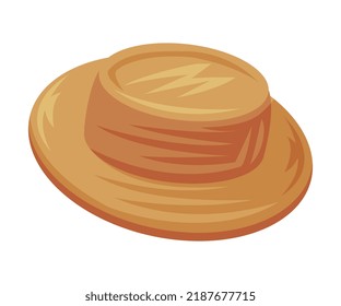 Straw Hat with Wide Brim as Romania Traditional Headwear Vector Illustration