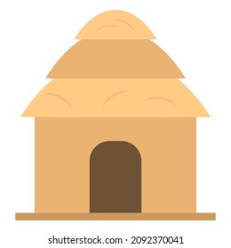 straw hut flat clipart vector illustration