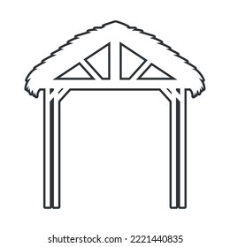 straw hut icon flat linear