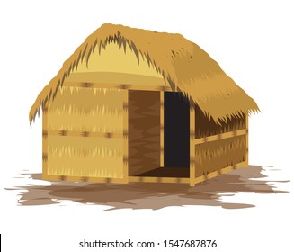 straw hut on white background vector design