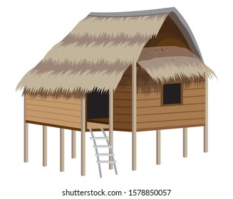 straw hut on white background vector design