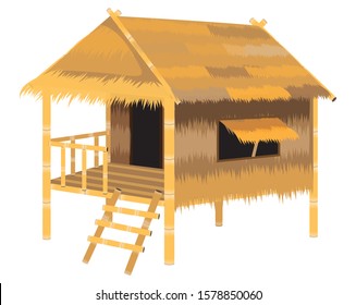 Cabaña de paja sobre fondo blanco Diseño de Vector