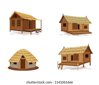 straw hut vector design