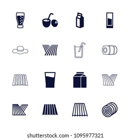 Straw icon. collection of 16 straw filled and outline icons such as field, milk, drink, soda, drink coconut, hay. editable straw icons for web and mobile.