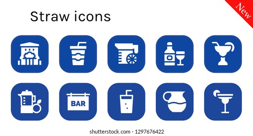  straw icon set. 10 filled straw icons. Simple modern icons about  - Bar, Soda, Juice, Drink, Cocktail
