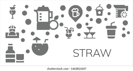 straw icon set. 11 filled straw icons.  Simple modern icons about  - Cocktail, Juice, Bar, Whiskey, Drinks, Coconut water, Soda
