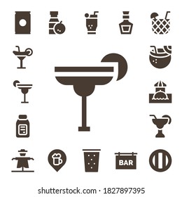 straw icon set. 17 filled straw icons. Included Soda, Cocktail, Alcohol, Coconut drink, Bar, Scarecrow, Juice, Mojito, Drink, Whiskey icons